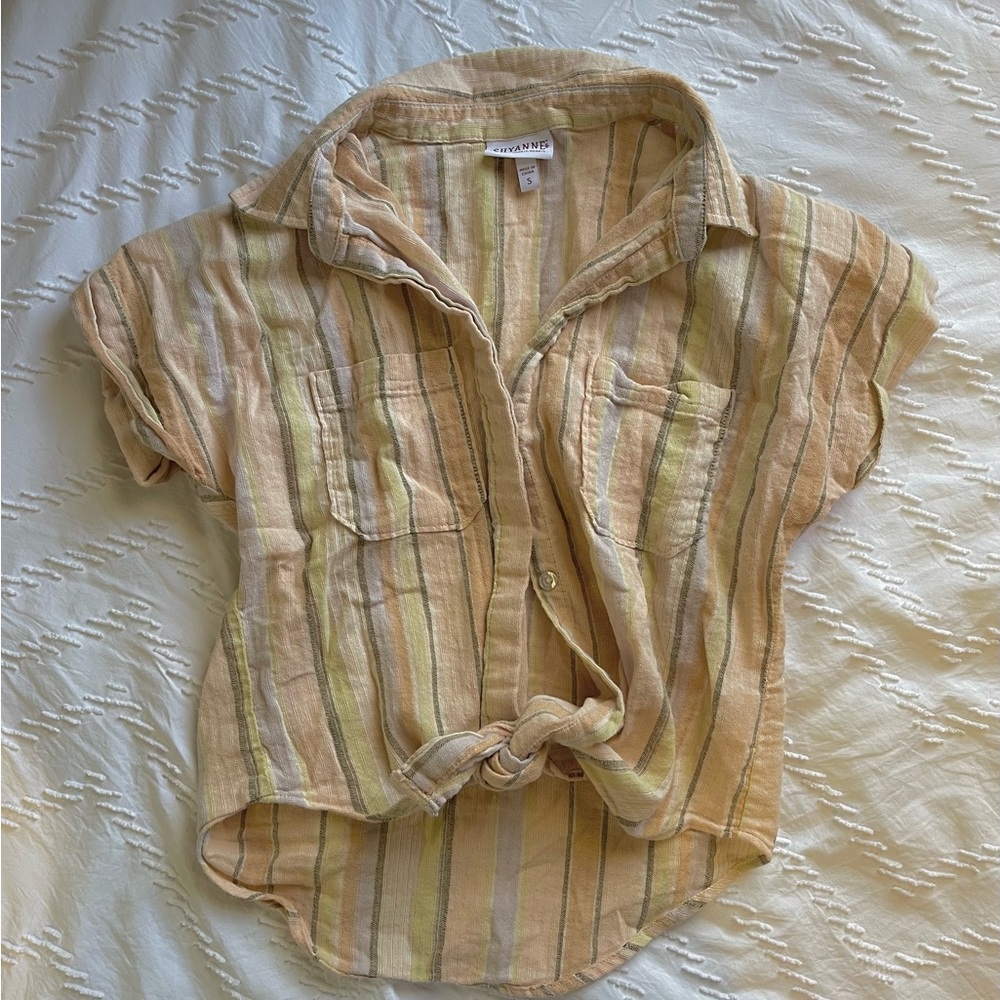 BUTTON UP TIE WOMENS SHIRT